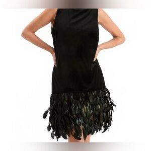 Tyler Boe Black Mini Dress with Feather Hem
